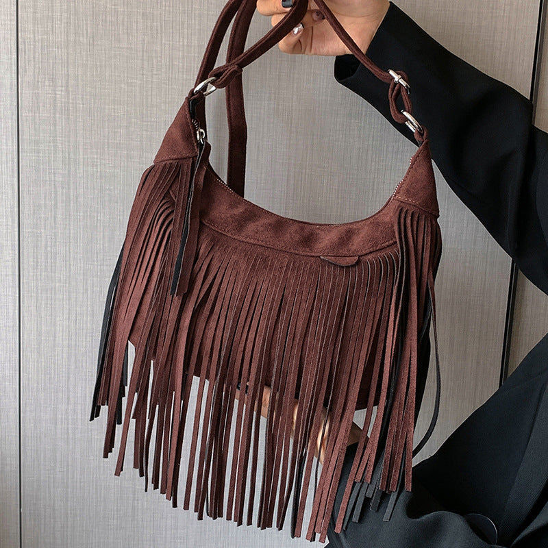 Tassel Vintage Suede Crossbody Bag