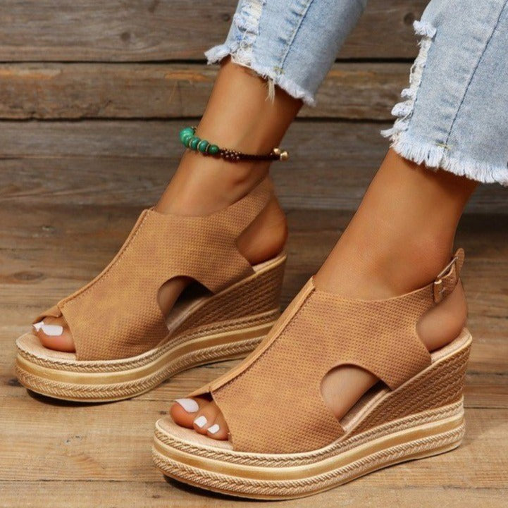 Open Toe Strap Roman Heel Sandals