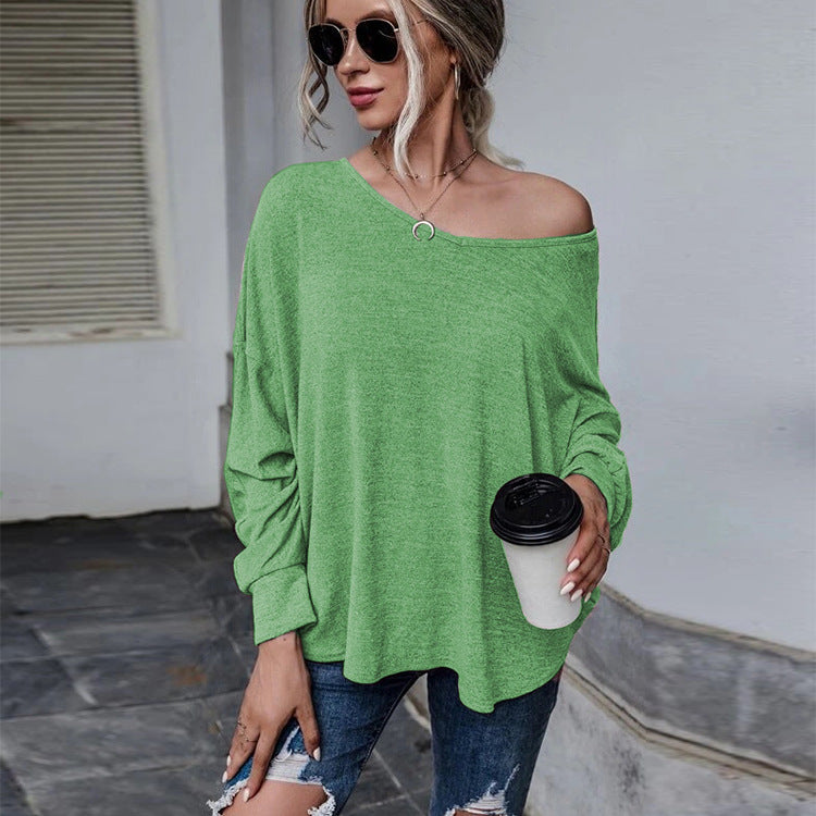 Solid Loose Lace-up Dropped Shoulder T-shirt