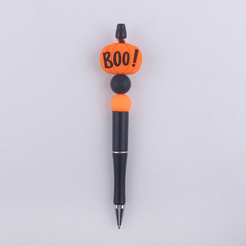 Halloween Pumpkin Spider Silicone Beaded Pen(MOQ:3)