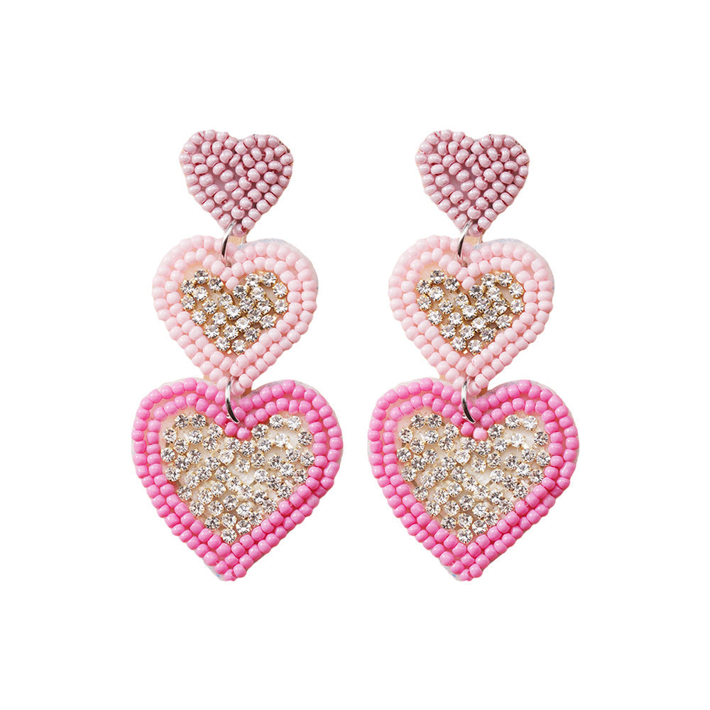 Valentine's Day Rice Bead Braided Earrings(moq:2)