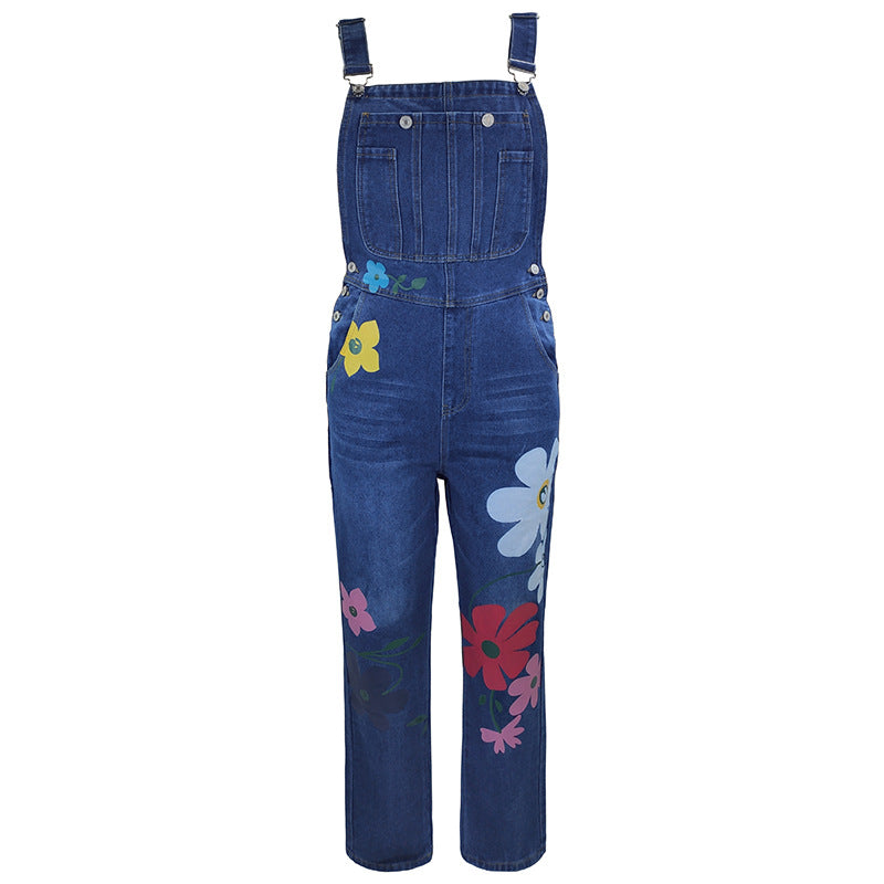 Printed Suspender Jeans