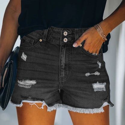 High Waist Ripped Denim Shorts