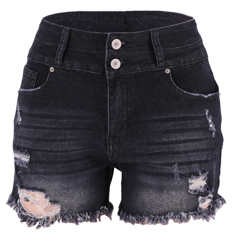 High Waist Ripped Denim Shorts