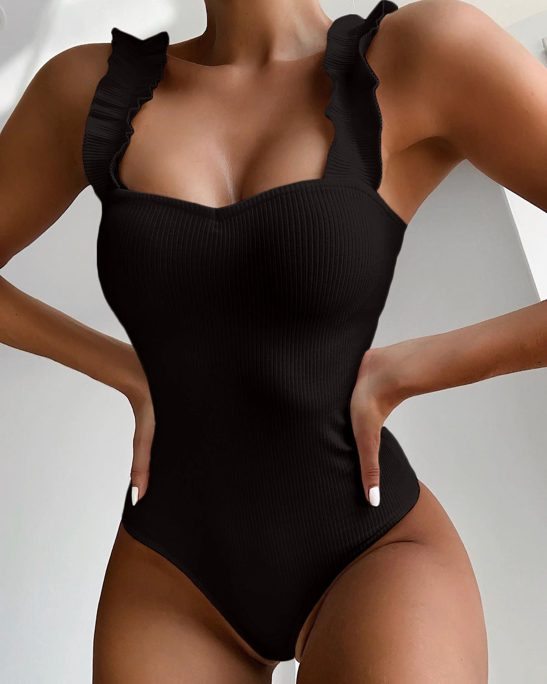 Ribbed-knit Swimsuit