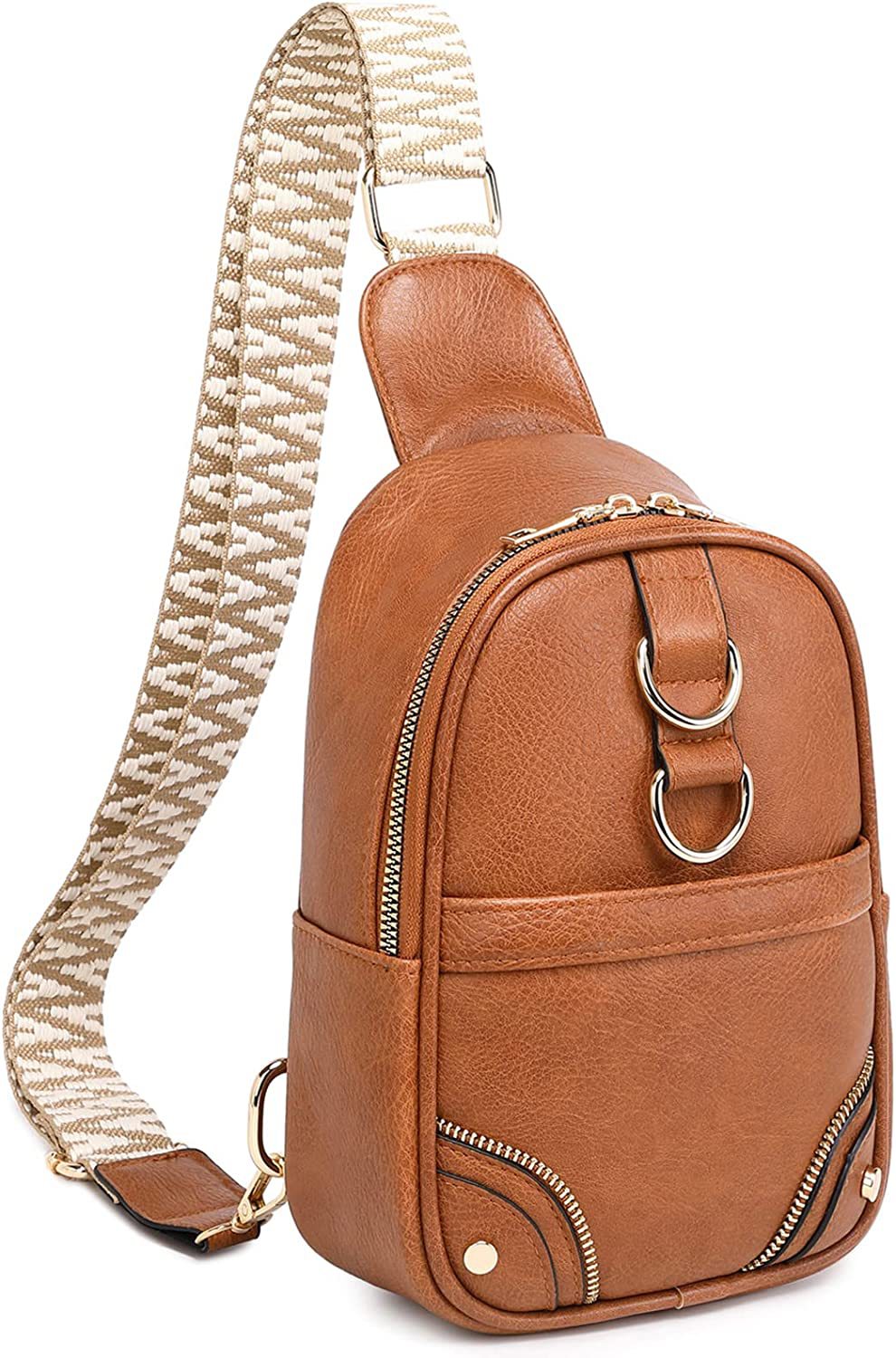 Camel Vintage Guitar Strap PU Leather Sling Bag