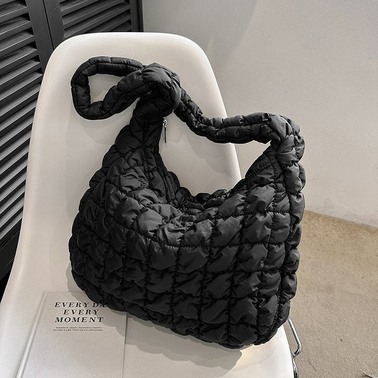 Quilted Zipper Large Shoulder Bag