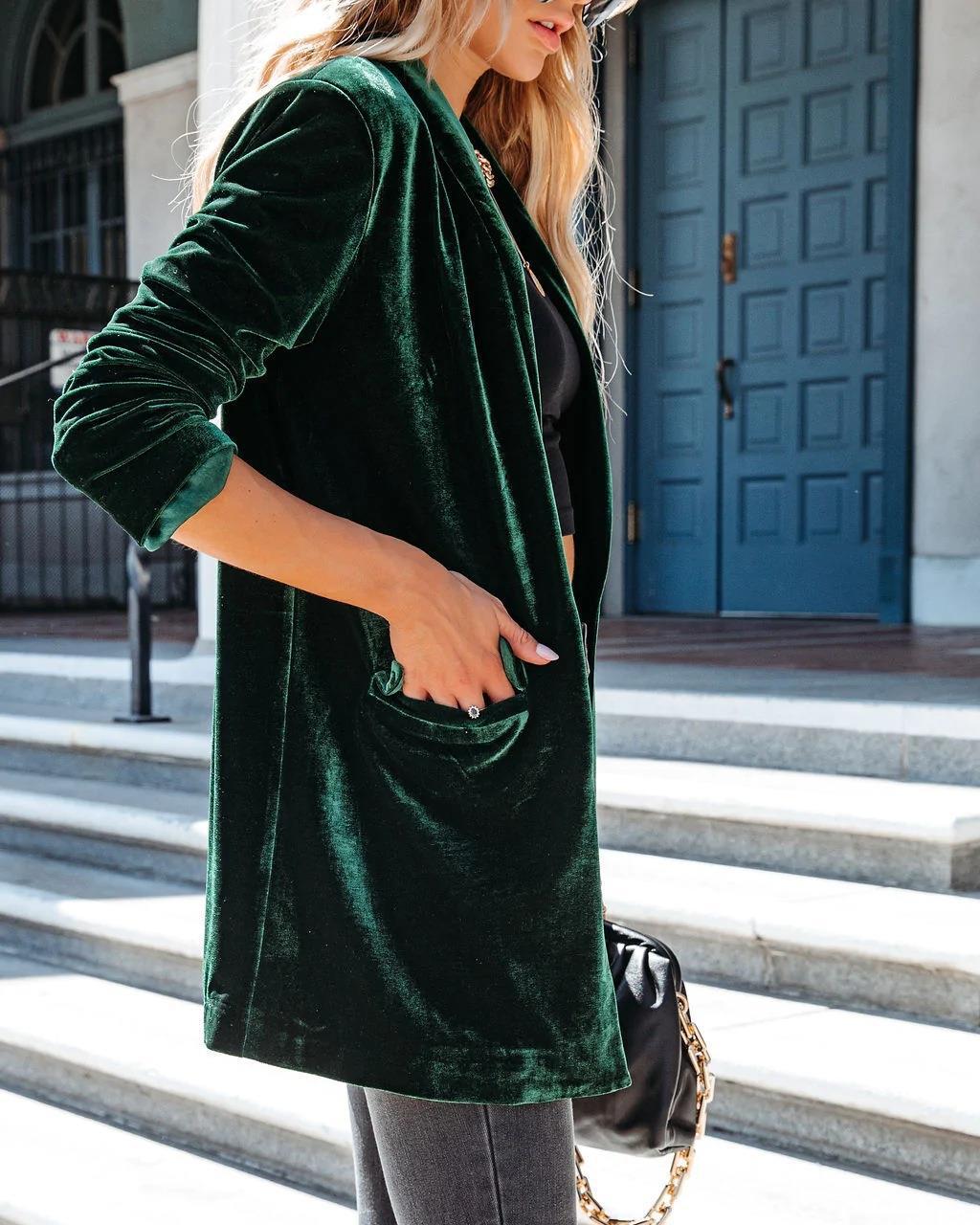 Loose Gold Velvet Coat