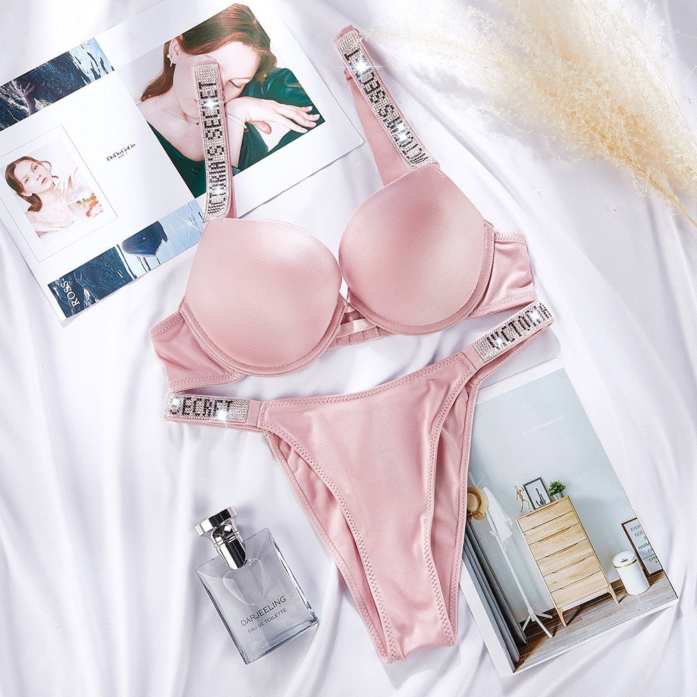 Rhinestone Strap Underwear + Panty Set