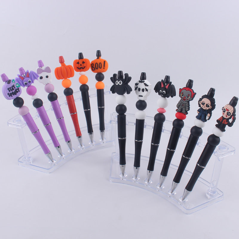 Halloween Pumpkin Spider Silicone Beaded Pen(MOQ:3)