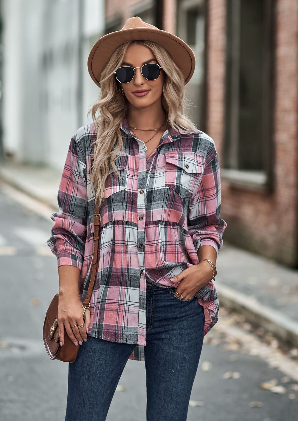 Pocket Long Sleeve Check Shirt