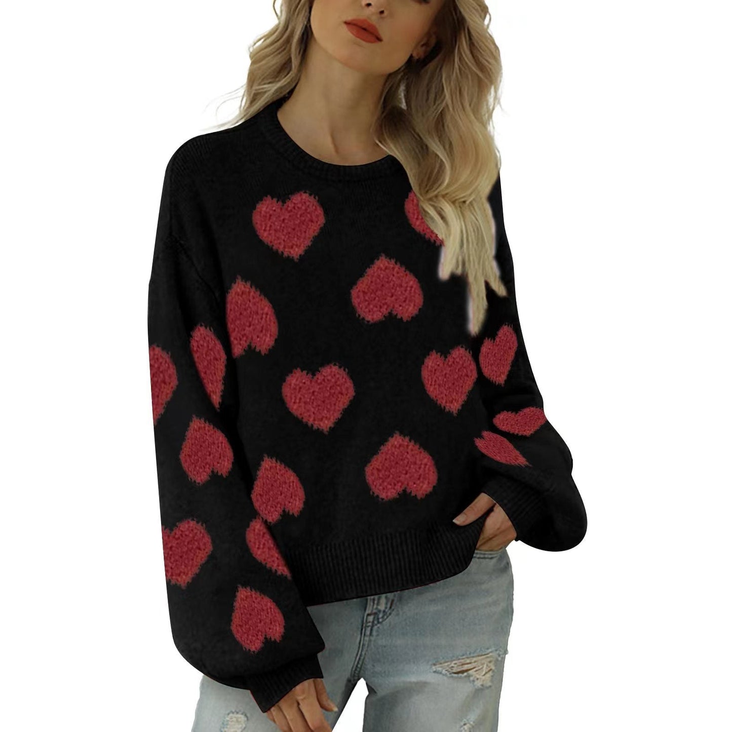 Valentine Heart Wool Knitted Sweater