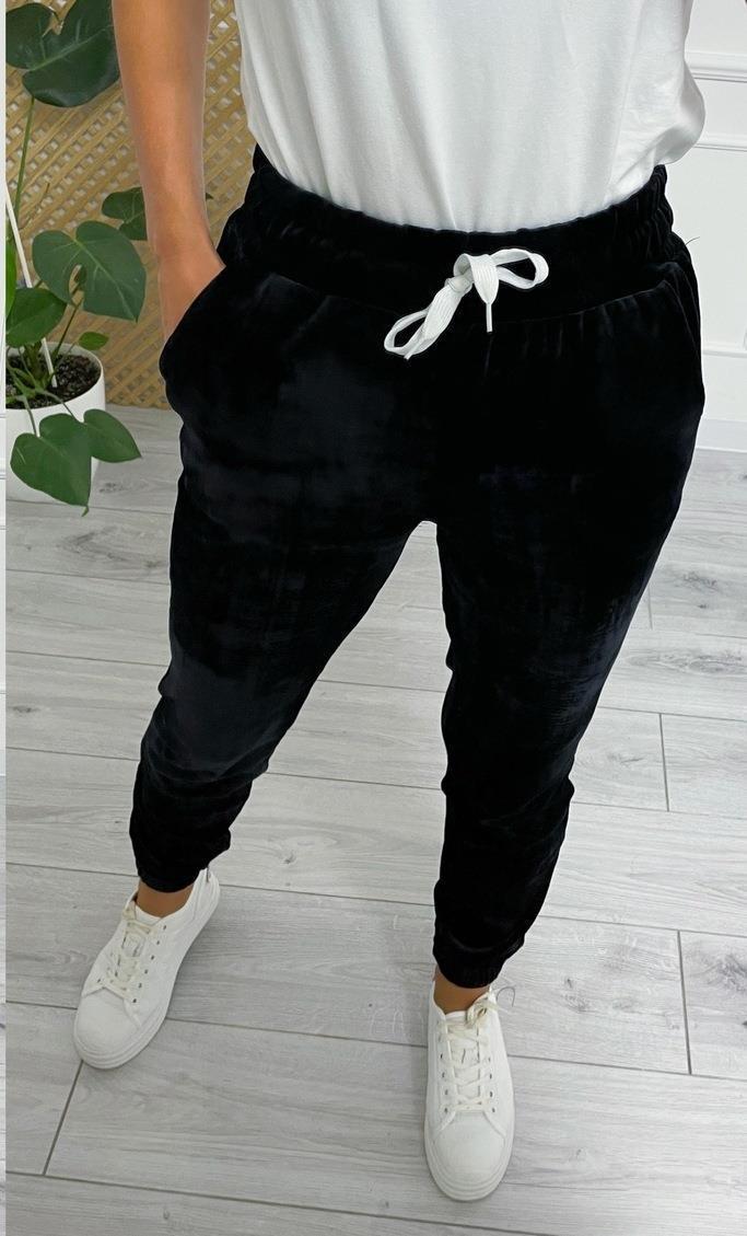 Drawstring Velvet Jogger Pants