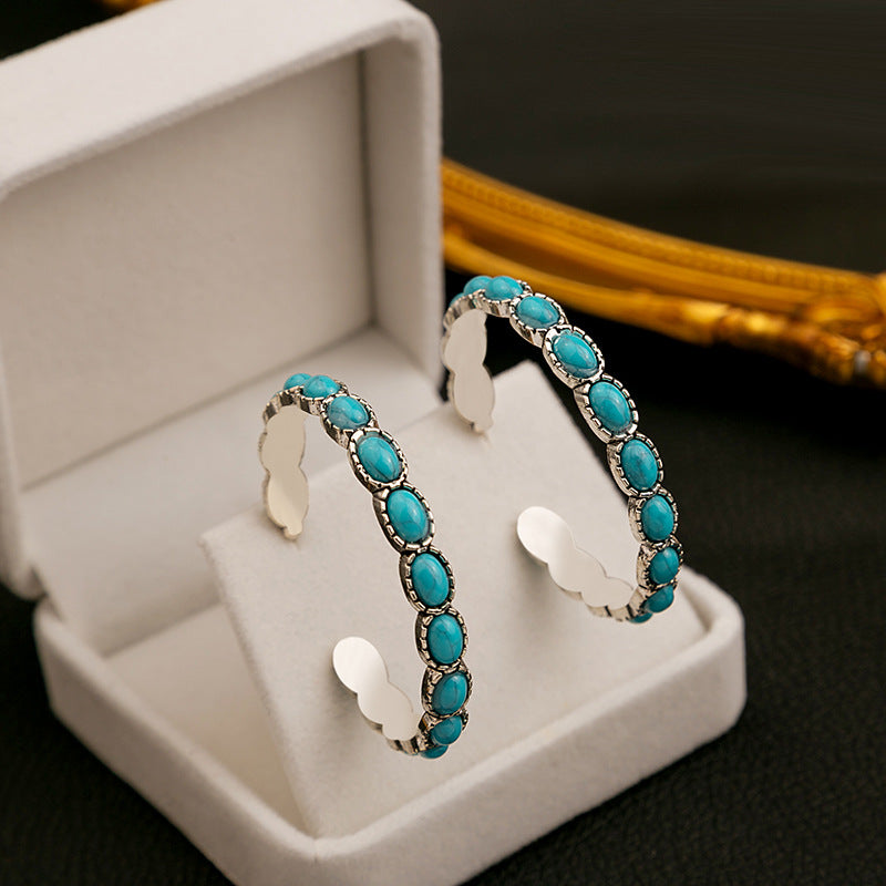 Vintage Turquoise Geometric Braided Earrings