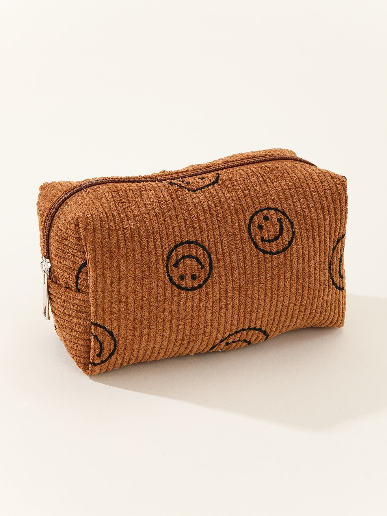 Smiley Corduroy Cosmetic Bag