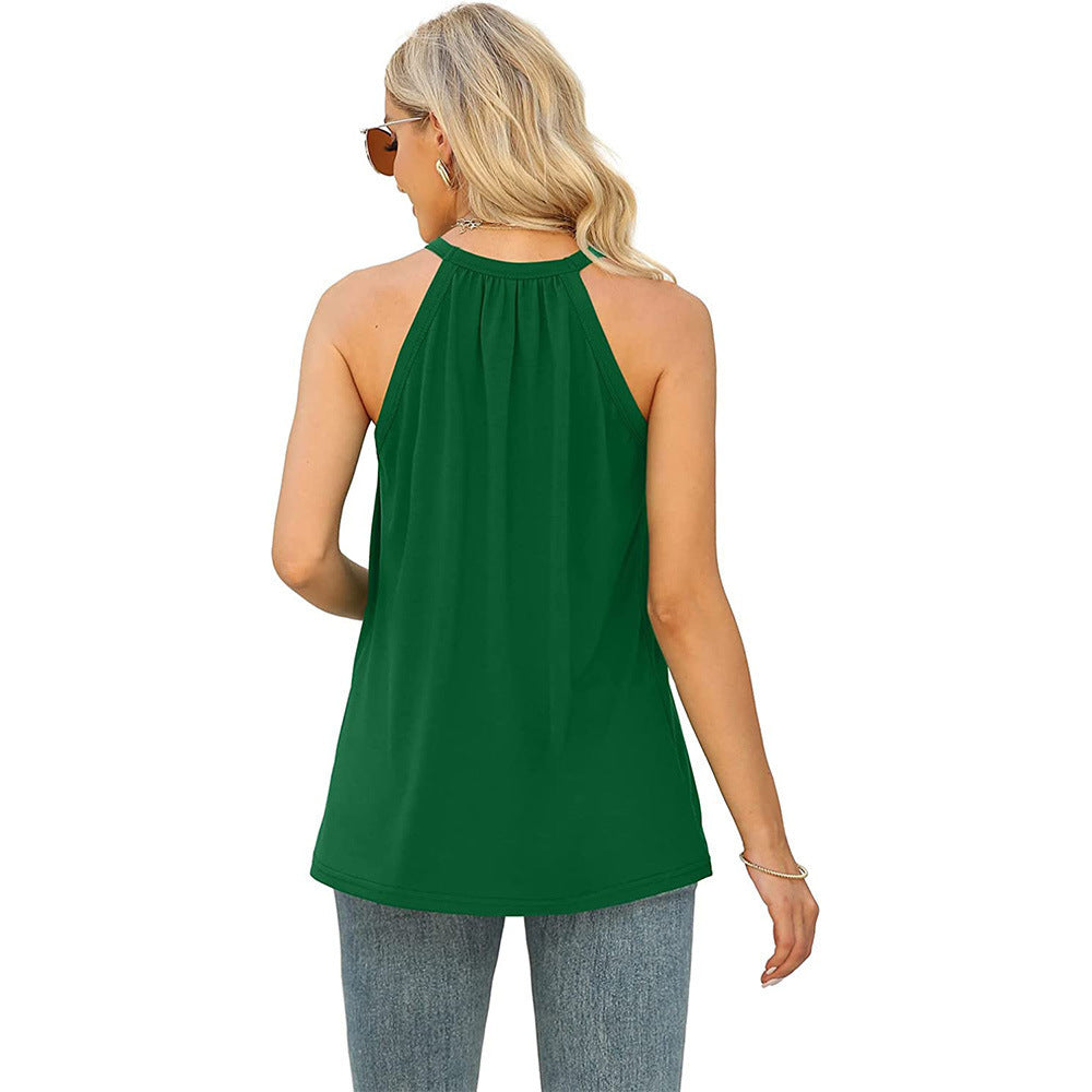 Lace Solid Color Sleeveless Tank Top