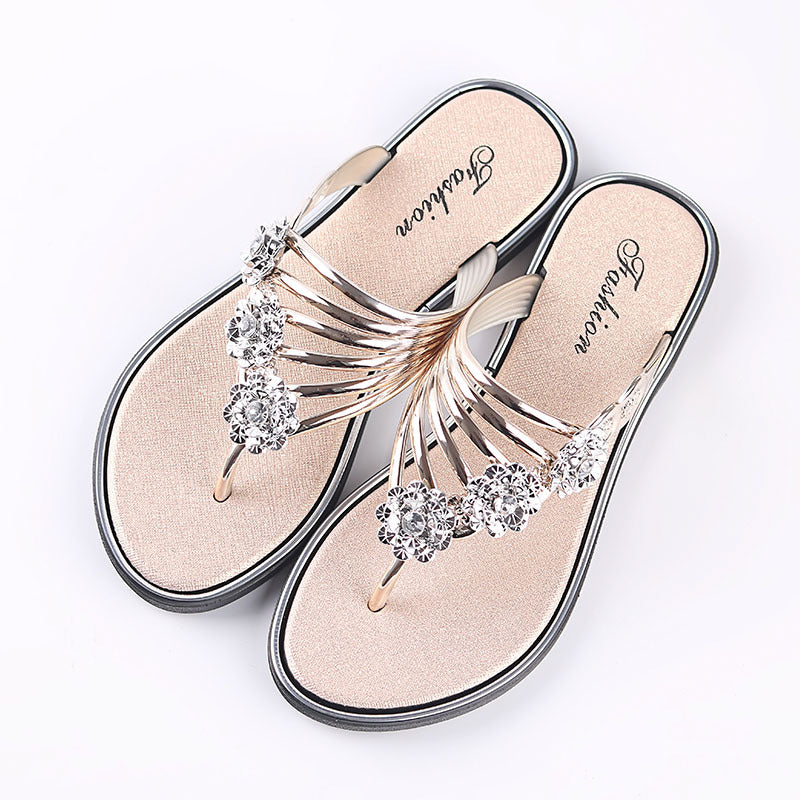 Summer Clip-On Rhinestone Flip Flops