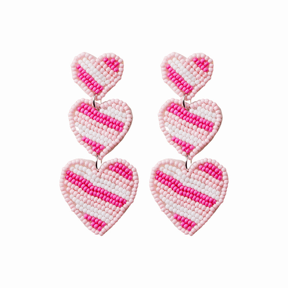 Valentine's Day Rice Bead Braided Earrings(moq:2)