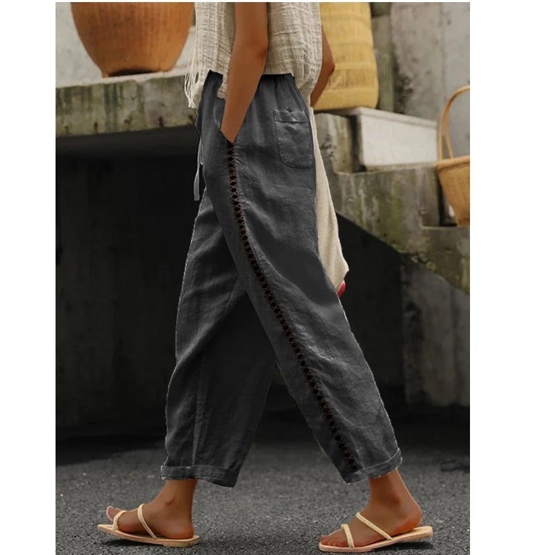 Cotton Linen Casual Cropped Pants