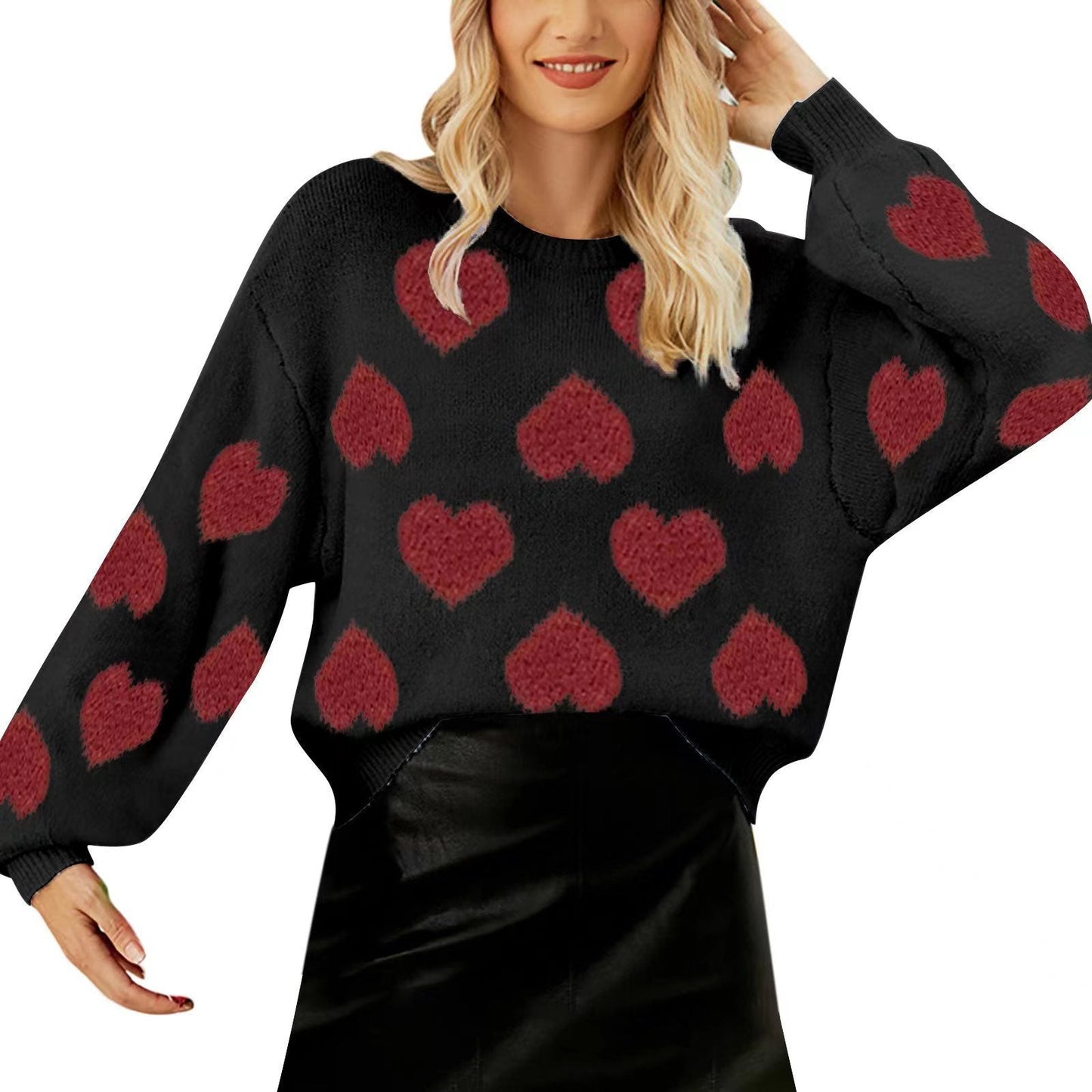 Valentine Heart Wool Knitted Sweater