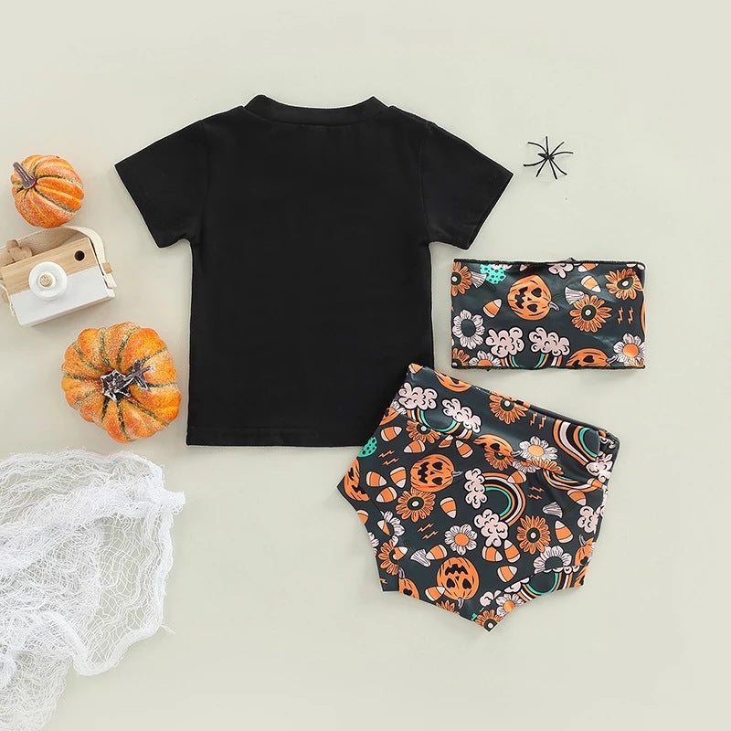 Halloween Print Top + Shorts Set