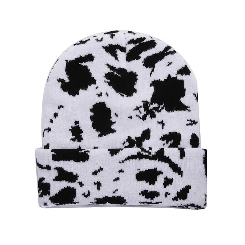 Cow Print Knitted Hat