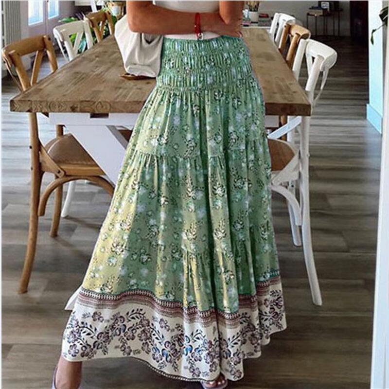 Floral Print High Waist Maxi Skirt