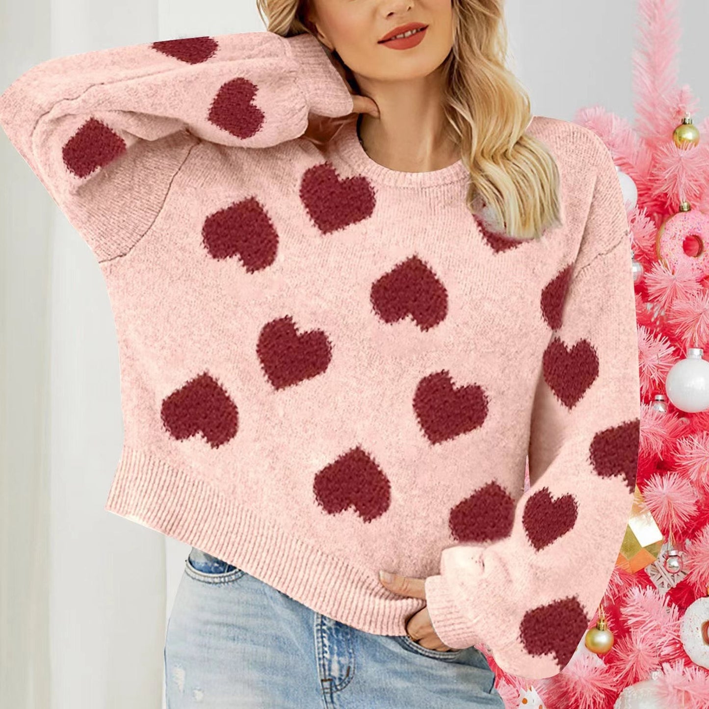 Valentine Heart Wool Knitted Sweater