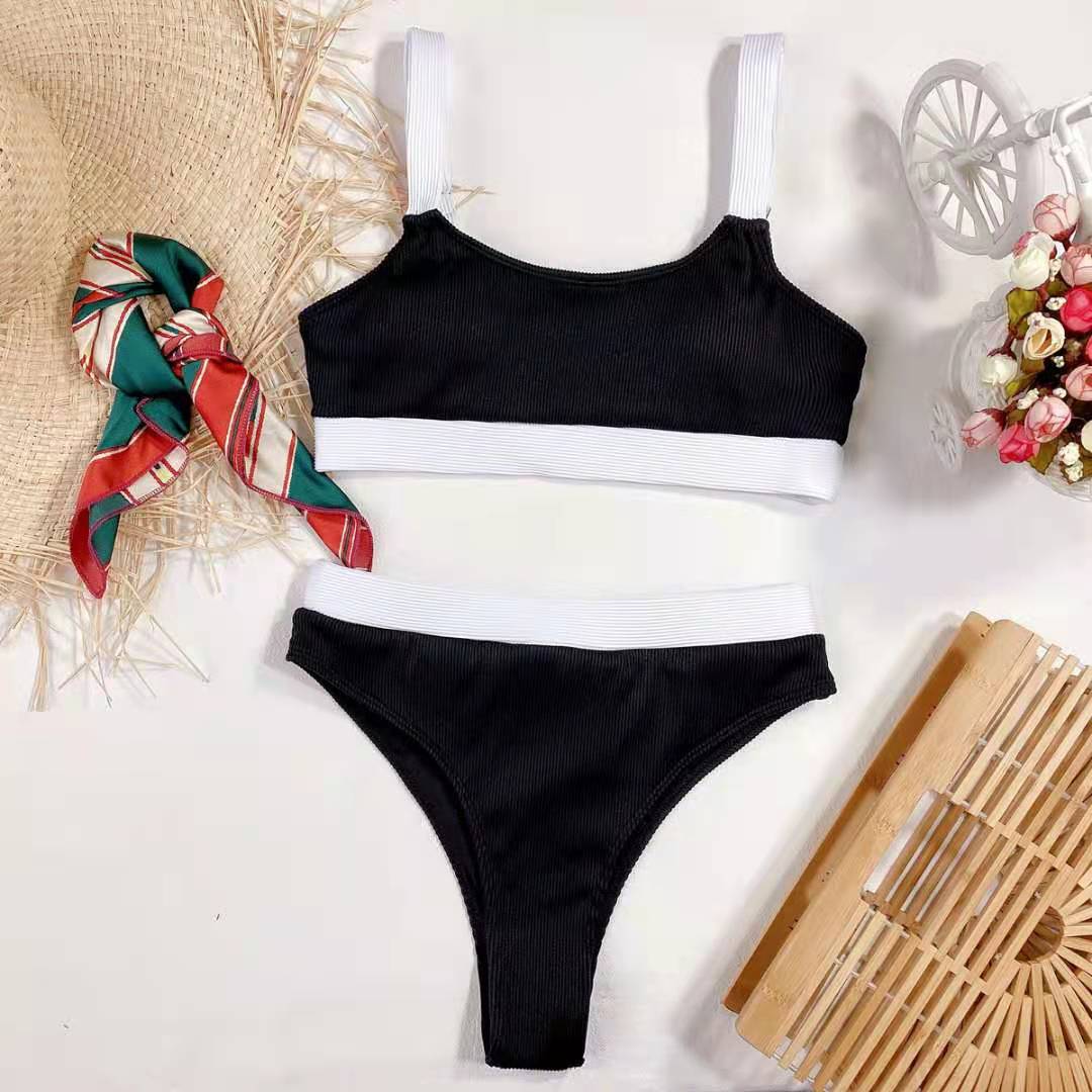 Color Block Ribbed Swimwear