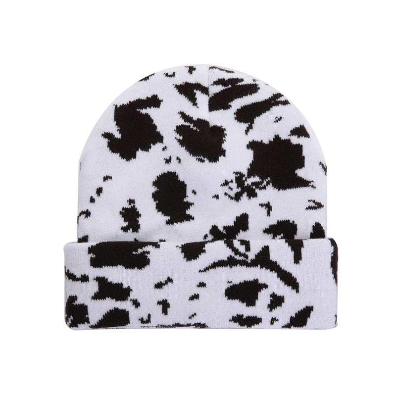 Cow Print Knitted Hat