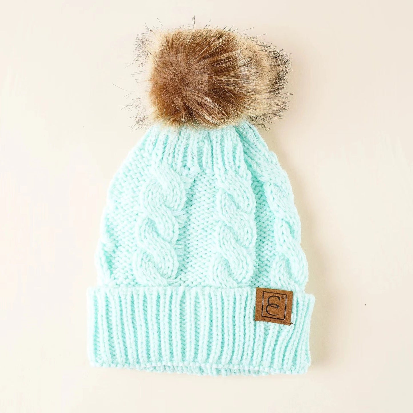 Fur Ball Knitted Hat