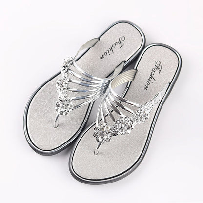 Summer Clip-On Rhinestone Flip Flops