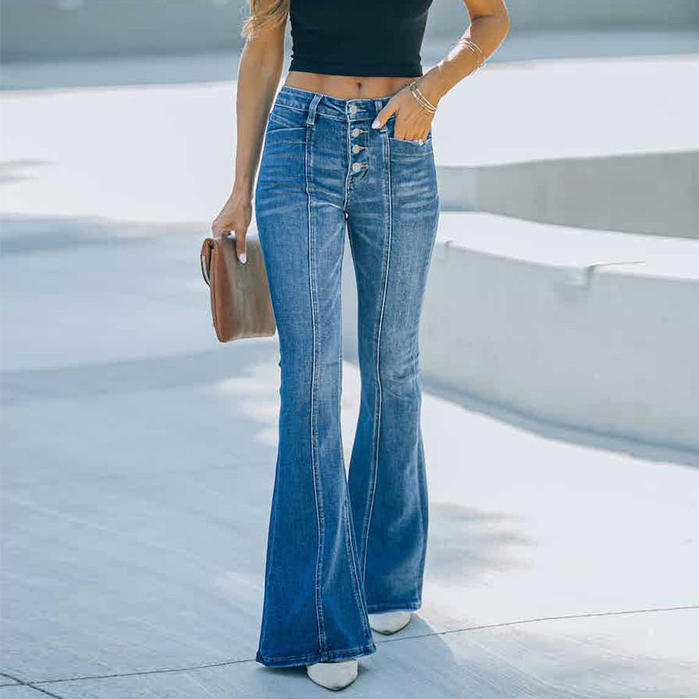 High Rise Stretch Flared Jeans