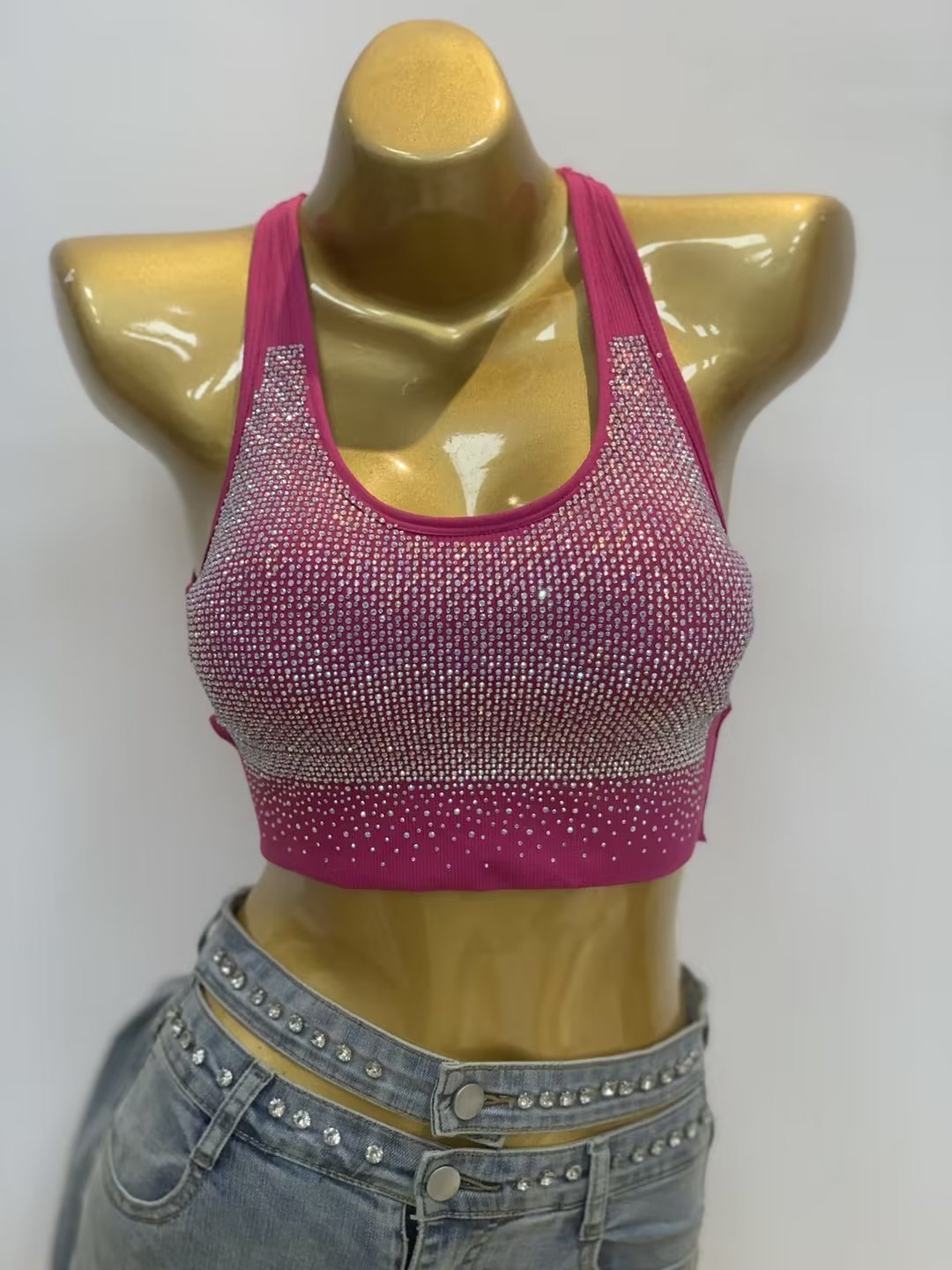 Rhinestone Halter Tank Top