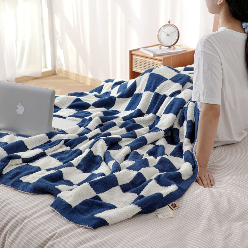 Half Fleece Checkerboard Blanket