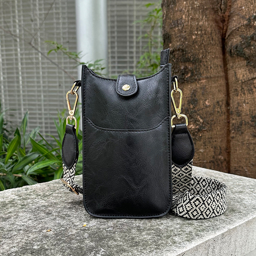 Preorder-Geometric Strap PU Leather Crossbody Bag