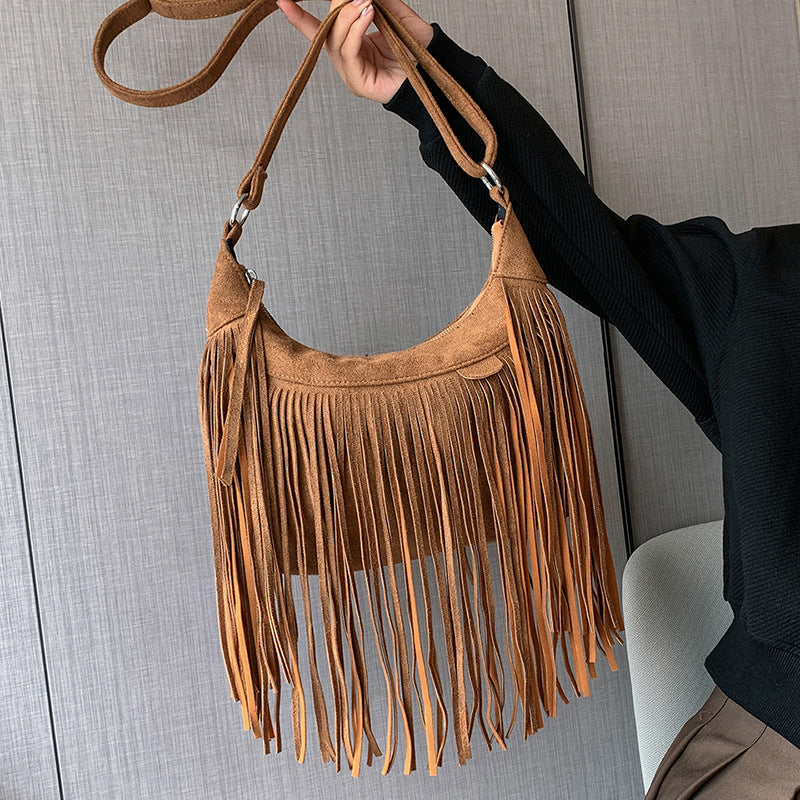 Tassel Vintage Suede Crossbody Bag