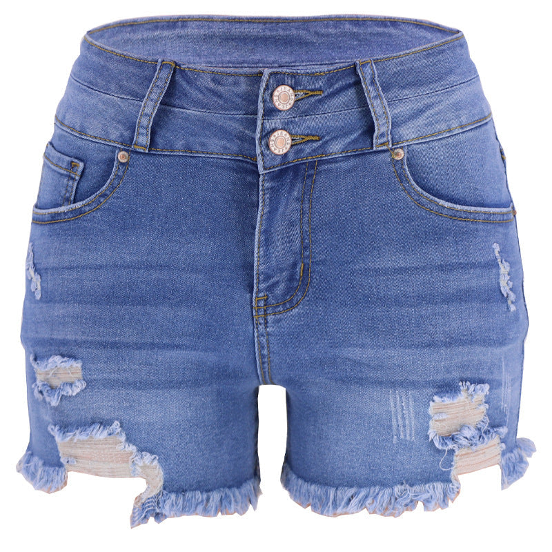 High Waist Ripped Denim Shorts