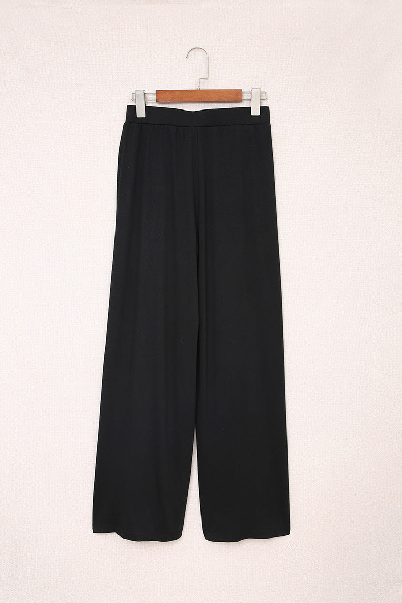 Side Slit Wide Leg Mid Waist Pants