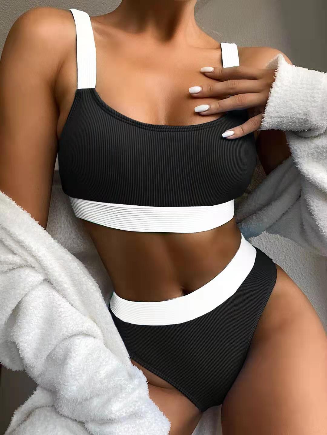 Color Block Ribbed Swimwear