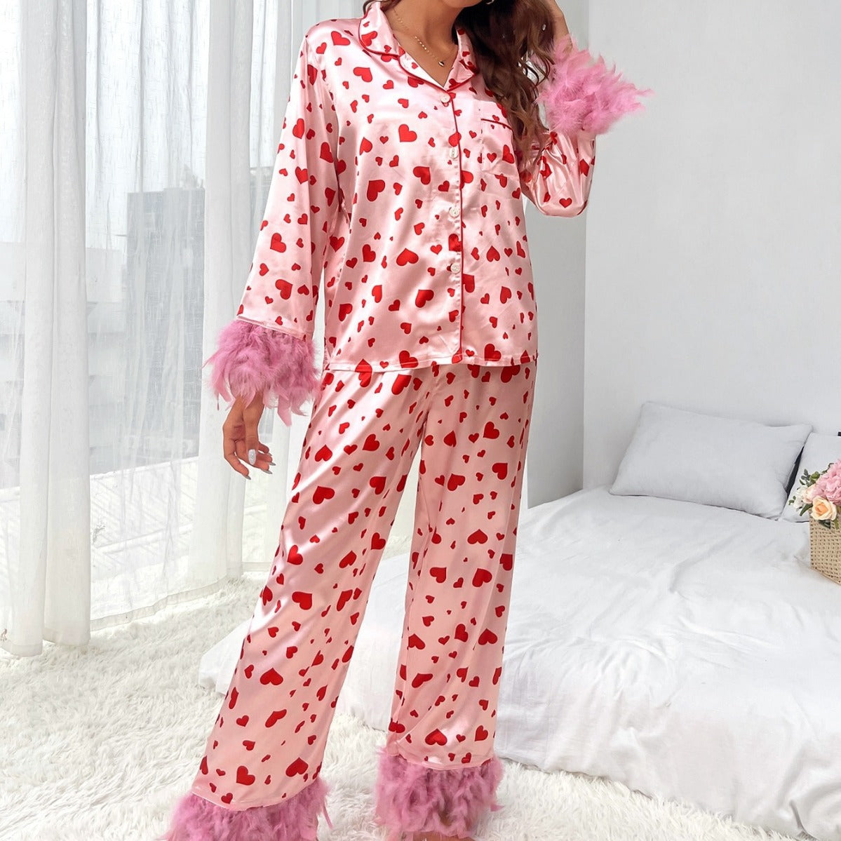 Valentine's Day Heart Print Pajamas