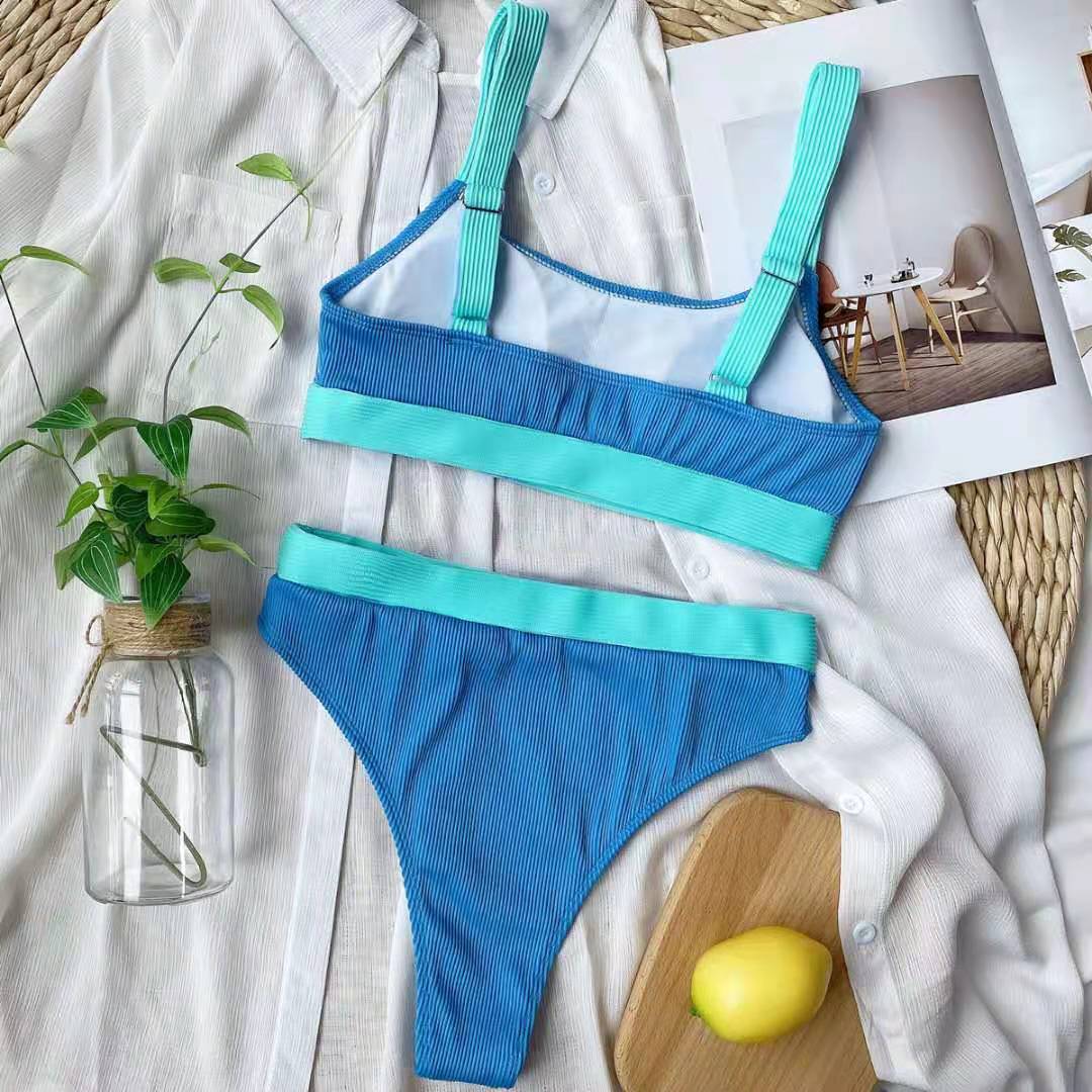 Color Block Ribbed Swimwear