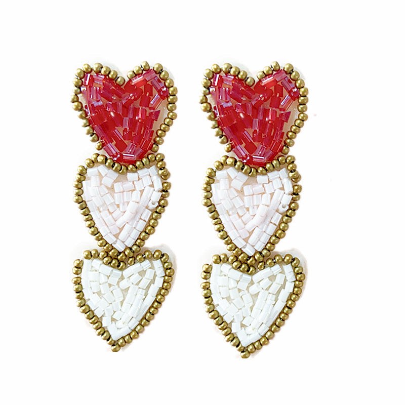 Valentine's Day Rice Bead Braided Earrings(moq:2)