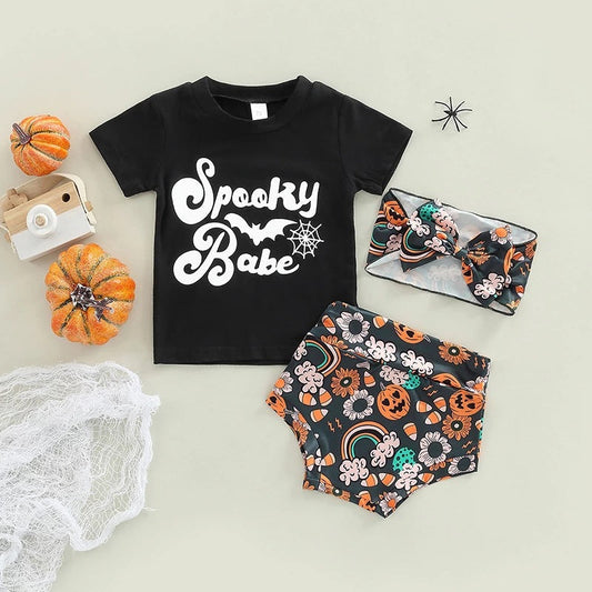 Halloween Print Top + Shorts Set