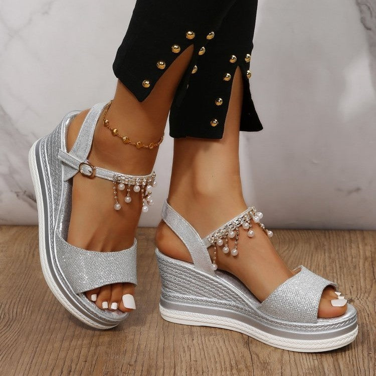 Women's Wedge Beaded Sandals