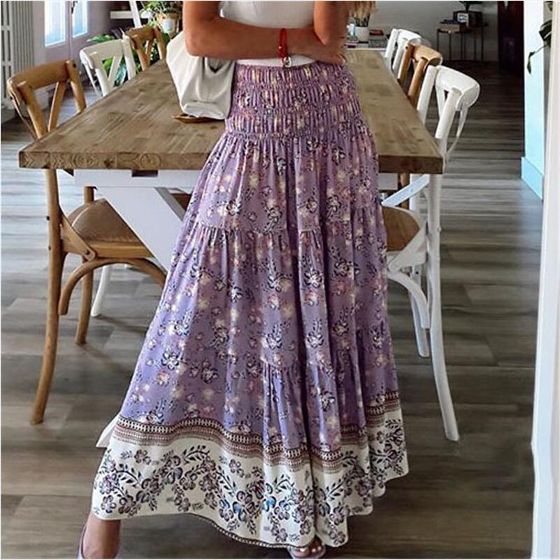 Floral Print High Waist Maxi Skirt