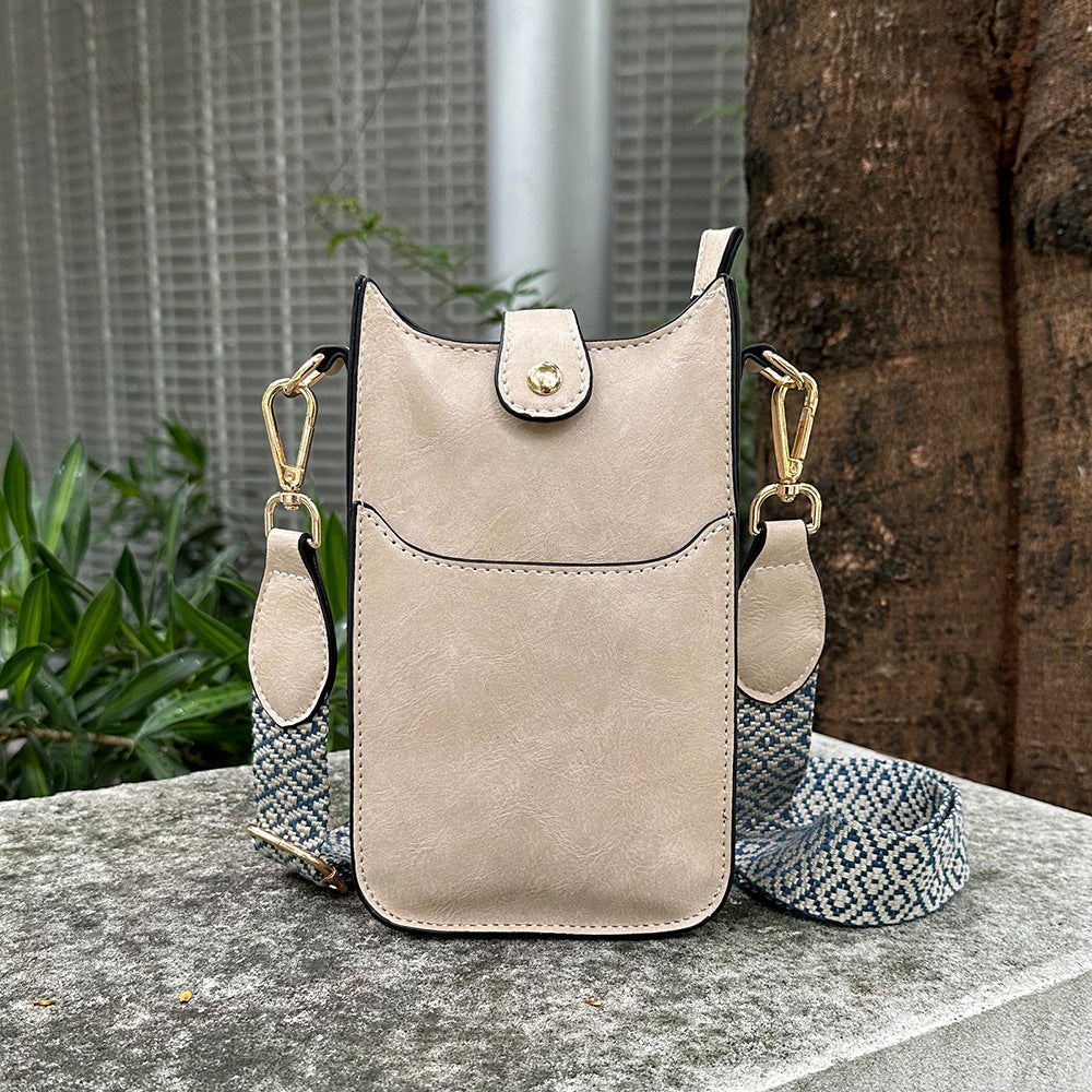 Preorder-Geometric Strap PU Leather Crossbody Bag