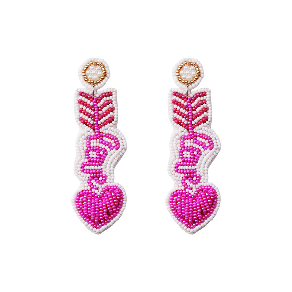 Valentine's Day Rice Bead Braided Earrings(moq:2)