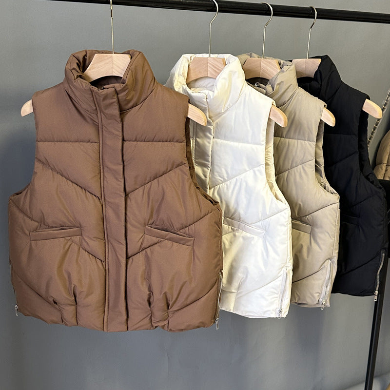 Zippered Sleeveless Down Jacket