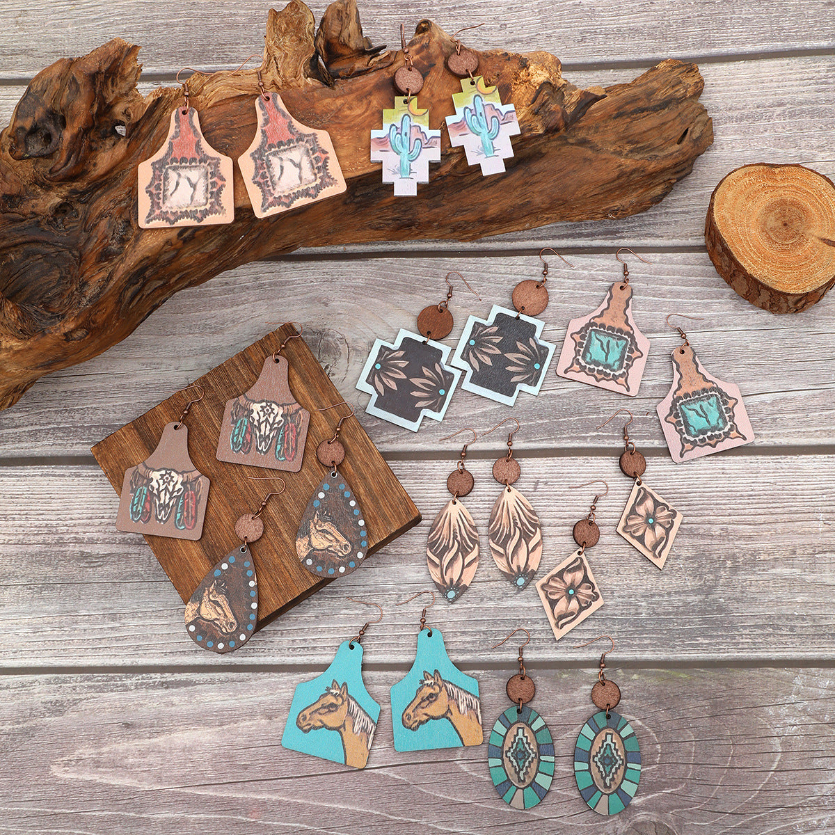 Western Wood Chip Earrings